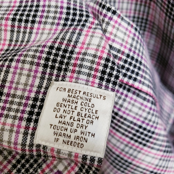 Peter Millar Plaid Pink & Black Collared Button Up Cotton Long Sleeve Shirt Sz M - Picture 6 of 6